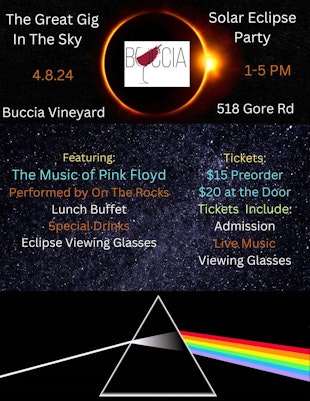 The Great Gig In The Sky- Solar Eclipse Party @ Buccia