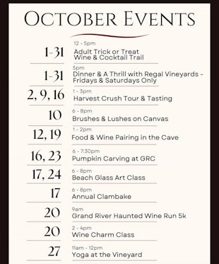 October Events @ Grand River Cellars